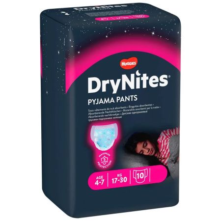 Huggies Dry Nites Трусики 4-7лет (10шт) для девочек 17-30кг