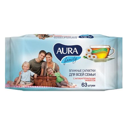 Aura Family Влажные салфетки для всей семьи Освежающие 63шт