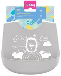 Lubby Нагрудник пластиковый с кармашком (серый)