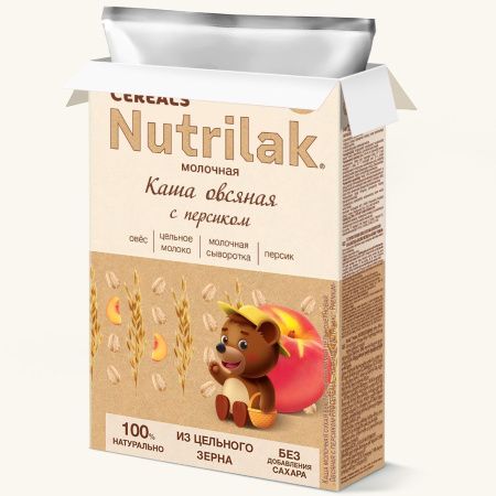 NUTRILAK Premium Каша PROCEREALS Овсяная с Персиком Цельнозерновая с Молоком {с 5 мес} 200г NUTRILAK Premium Каша PROCEREALS Овсяная с Персиком Цельнозерновая с Молоком {с 5 мес} 200г