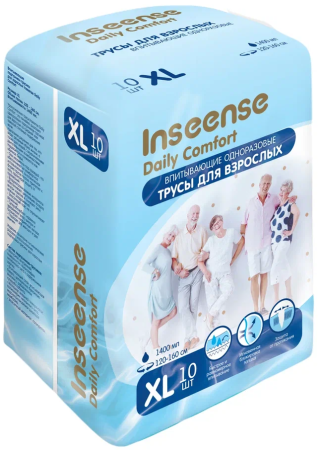 Inseense Трусики-Подгузники Daily Comfort для Взрослых ХL (120-160см) 1400мл 10шт