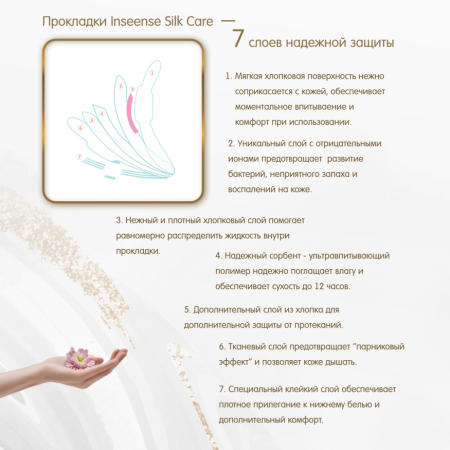 Inseense Silk Care Прокладки женские гигиенические дневные 4 капли 240 мм 10шт
