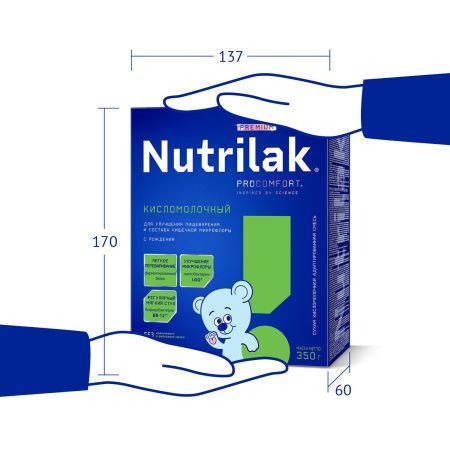 NUTRILAK Premium Кисломолочный Смесь {с рождения} для проф. Дисбактериоза, улучш. Пищев-я 350г