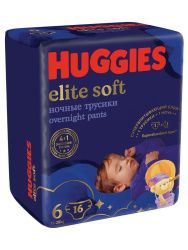 Huggies Elite Soft Ночные Трусики-Подгузники 6 {16шт} 15-25кг