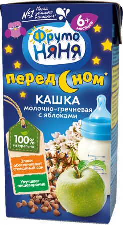 ФрутоНяня Кашка Гречневая с Яблоком с Молоком с Пребиотиками и Фруктозой {с 6 мес} 0,2л
