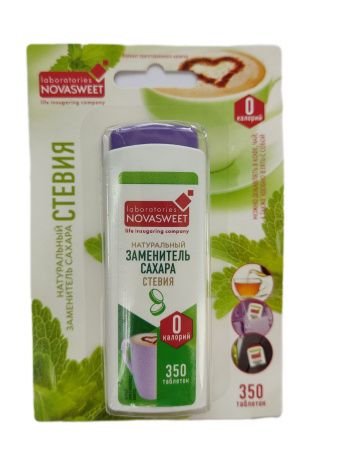 NOVASWEET Заменитель Сахара в Таблетках Стевия (квадратный дозатор) 350 табл
