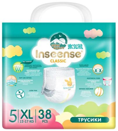 Inseense Трусики-Подгузники Classic Super тонкие V5S ХL (38 шт) (изумрудные) 12-17 кг