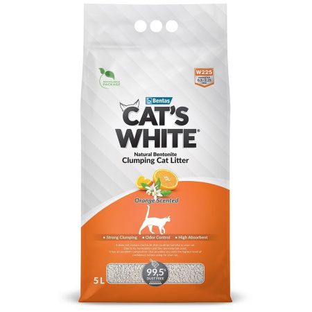 Cats White Orange комкующийся с ароматом апельсина (5л),