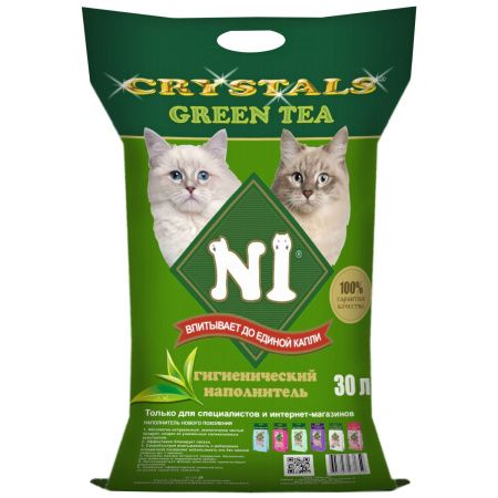 Наполнитель N1 Crystals Green Tea Силикагель NEW 30л