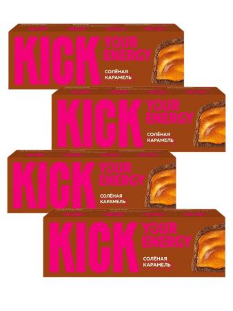 KICK YOUR ENERGY Батончик Соленая Карамель в Карамельном Шоколаде 45гр-4шт