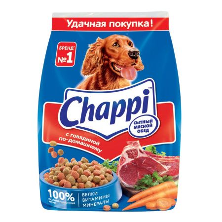 Сухой корм для собак Chappi Сытный Мясной Обед Говядина по-Домашнему 600г