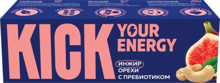 KICK YOUR ENERGY Батончик с Инжиром, Орехами и Пребиотиком 35гр