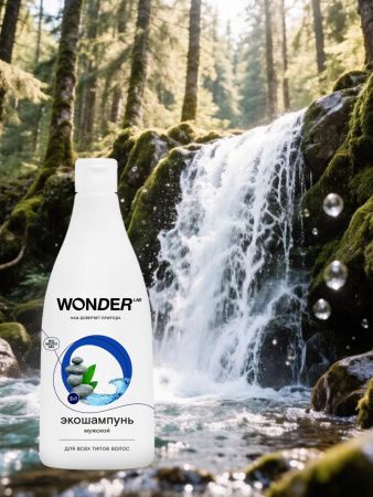 WonderLab Экошампунь Мужской 2 в 1 для всех типов волос 0,55 л -2 шт