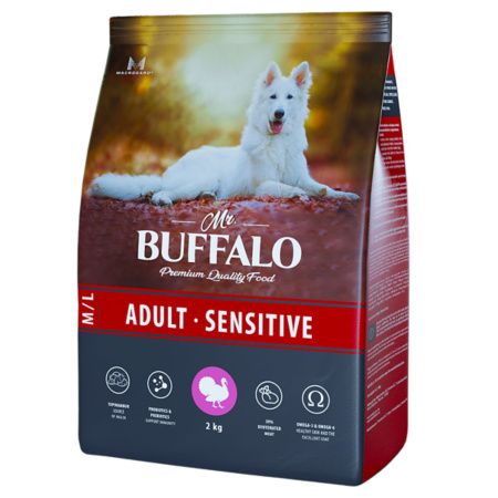 Mr.Buffalo ADULT M/L SENSITIVE 2кг (индейка) д/собак средних и крупных пород,