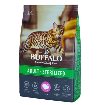 Mr.Buffalo сухой корм STERILIZED 0,4кг (индейка) д/кошек,