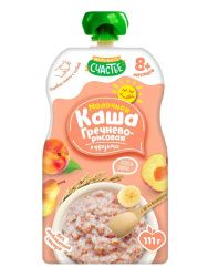 МАЛЕНЬКОЕ СЧАСТЬЕ Молочная Кашка Гречнево-Рисовая с Фруктами {с 8 мес} (Гуалапак) 111г-6шт