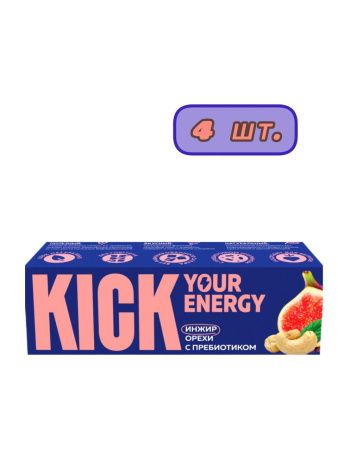 KICK YOUR ENERGY Батончик с Инжиром, Орехами и Пребиотиком 35гр-4шт