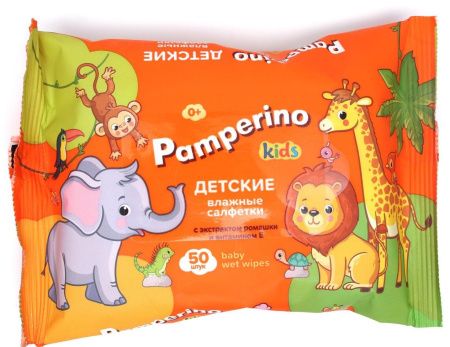 Pamperino N50 KIDS Влажные детские салфетки с Ромашкой и витамином Е 50шт