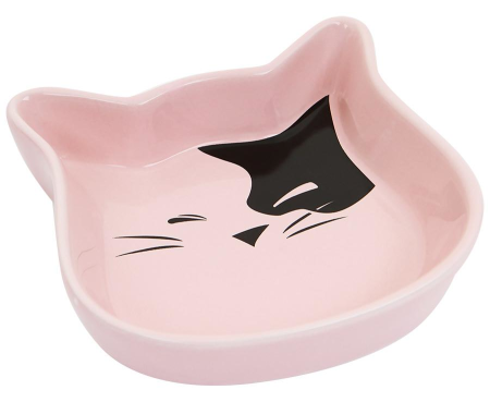 N1 Миска керамическая, розовая, рисунок  довольная кошка , 11,5*5см, 1*48шт