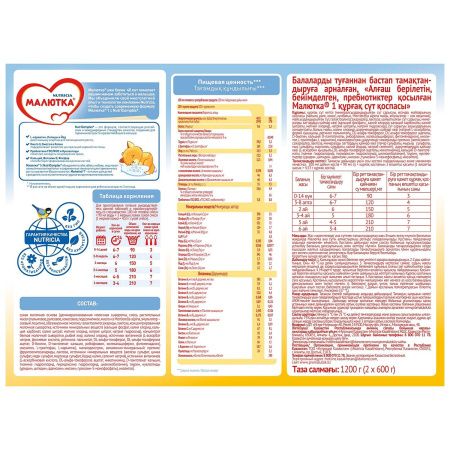 МАЛЮТКА -1 { 2 600 } Молочная Смесь {с рождения} 1200г.