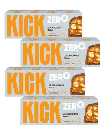 KICK ZERO Батончик Арахис в Шоколаде Без Сахара (Арахисовая Нуга) 45гр-4шт