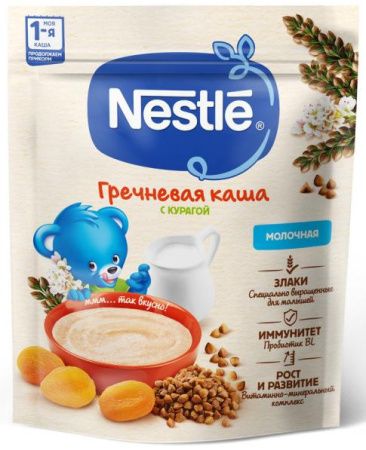 NESTLE Каша Молочная Гречневая с Курагой {с 5 мес} Doy Pack 200г