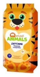 Smart Animals N 50 Влажные детские салфетки с экстрактом ромашки и витамином Е 50шт