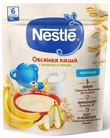 NESTLE Каша Молочная Овсянка Груша Банан Биф. {с 6 мес} Doy Pack 200г