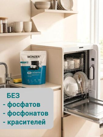 WonderLab Экотаблетки для Посудомоечных Машин 100шт