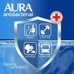 Aura Derma Protect Влажные салфетки Антибактериальные (Ромашка) с крышкой 72шт-2шт