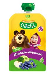 МАША и МЕДВЕДЬ Пюре Яблоко Черника {с 5 мес} (Гуалапак) 85г-12шт