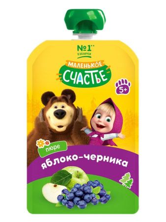 МАША и МЕДВЕДЬ Пюре Яблоко Черника {с 5 мес} (Гуалапак) 85г-12шт