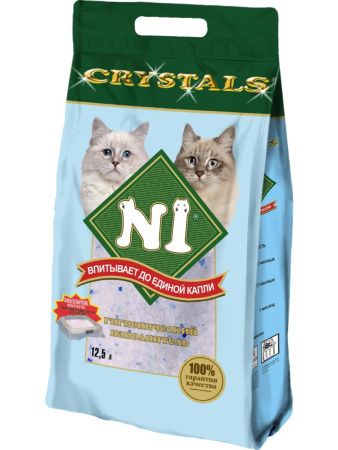 Наполнитель N1 Crystals Силикагелевый 12,5л (Подарок в упаковке)