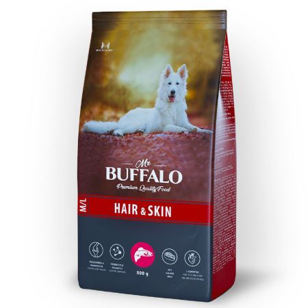 Mr.Buffalo HAIR & SKIN CARE 0,8кг (лосось) д/собак средних и крупных пород ,
