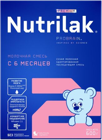 NUTRILAK Premium 2 {600г} - Молочная Смесь {с 6 мес} с Пребиотиками и Нуклеотидами 600г
