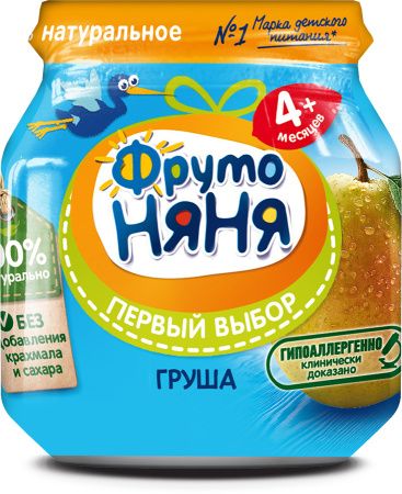 ФрутоНяня Пюре Груша Натуральное {с 4 мес} 100г.