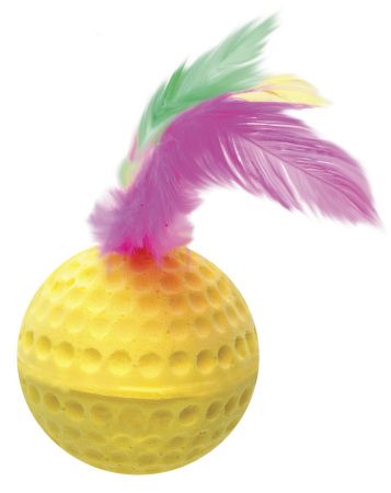 Уют Мяч 4 см одноцветный с перьями