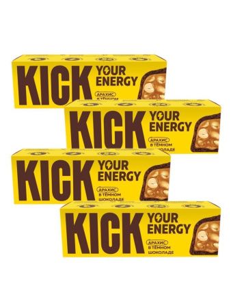 KICK YOUR ENERGY Батончик Арахис в Тёмном Шоколаде 45гр - 4 шт. KICK YOUR ENERGY Батончик Арахис в Тёмном Шоколаде 45гр - 4 шт.
