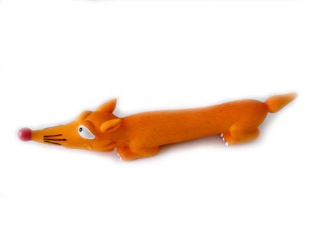 N1 Игрушка для собак Лиса длинная оранжевая с пищалкой, латекс, 25,0 см