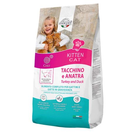 Marpet сухой диетический беззерновой корм для котят, беременных и кормящих кошек, индейка и утка - Grain Free 1,5кг